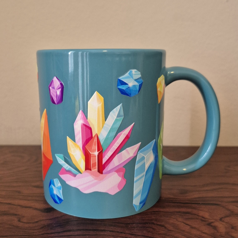 🎁🆓️ Purch Gem crystal I've got a crystal for that' quote teal Mug Base 11.5 oz